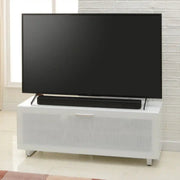 Sorrento White High gloss TV Storage Cabinet, Bonded glass top, Aluminium feet 1200 mm - Price Crash Furniture