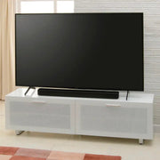 Sorrento White High Gloss TV Storage Cabinet, Bonded glass top, Aluminium feet 1600 mm - Price Crash Furniture