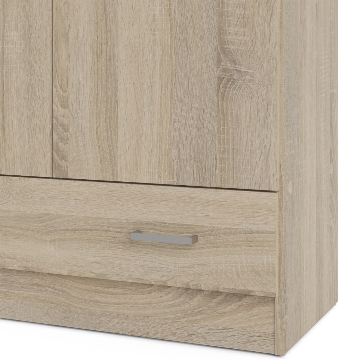 Space 175cm Tall Wardrobe With 2 Doors & 1 Drawer In In Oak - Price Crash Furniture