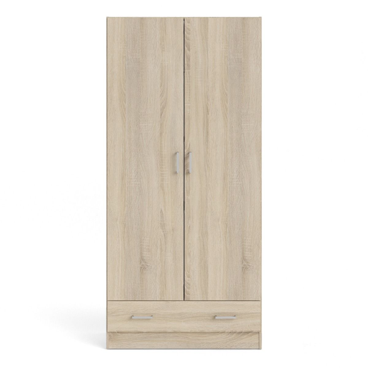 Space 175cm Tall Wardrobe With 2 Doors & 1 Drawer In In Oak - Price Crash Furniture