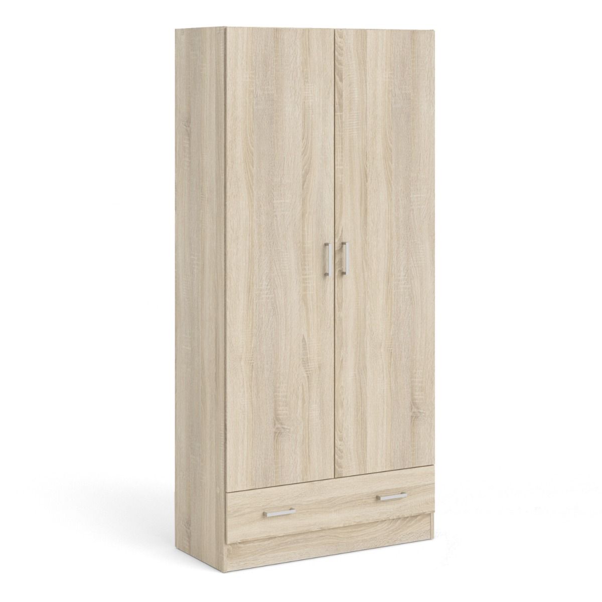 Space 175cm Tall Wardrobe With 2 Doors & 1 Drawer In In Oak - Price Crash Furniture