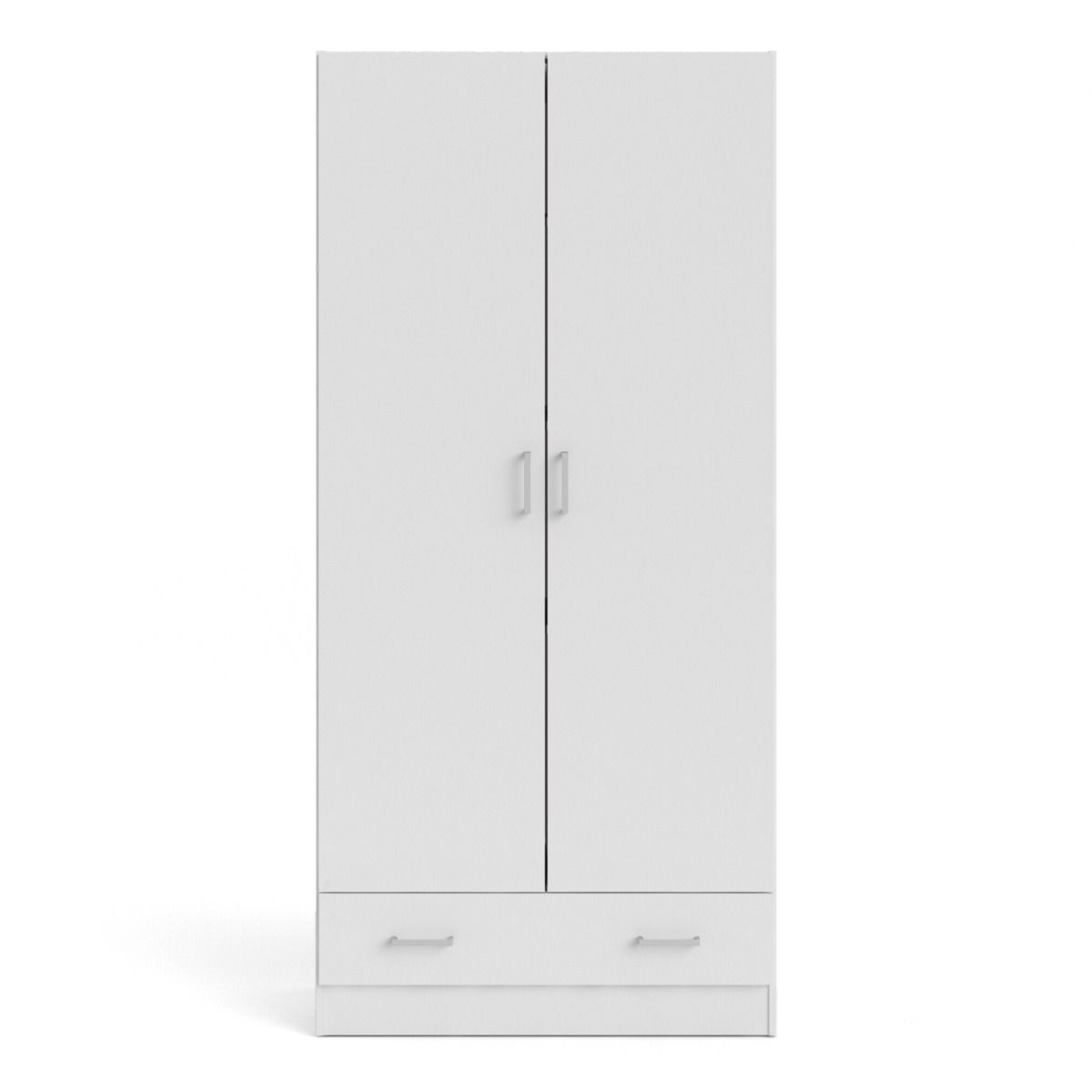 Space 175cm Tall Wardrobe With 2 Doors & 1 Drawer In White - Price Crash Furniture