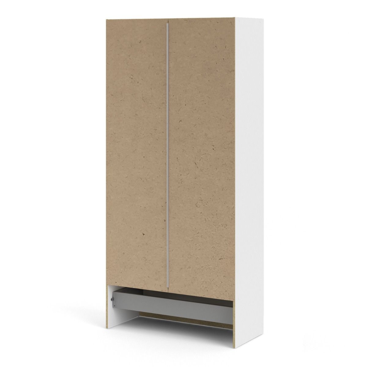 Space 175cm Tall Wardrobe With 2 Doors & 1 Drawer In White - Price Crash Furniture