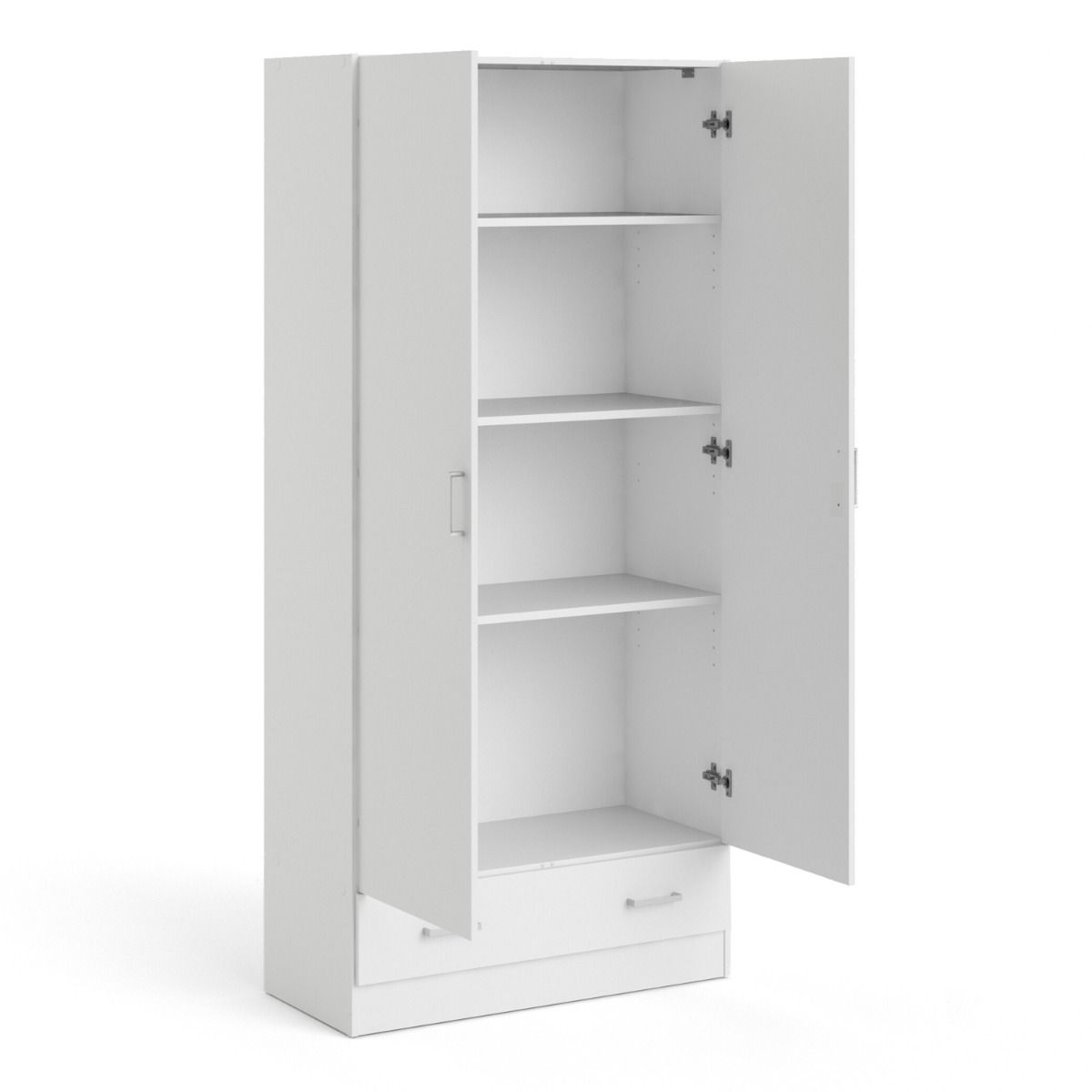 Space 175cm Tall Wardrobe With 2 Doors & 1 Drawer In White - Price Crash Furniture