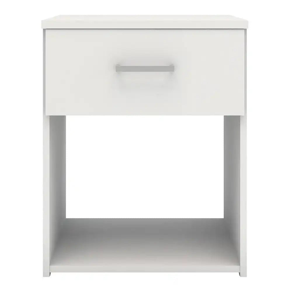 Space Bedside Unit Table Cabinet 1 Drawer In White - Price Crash Furniture
