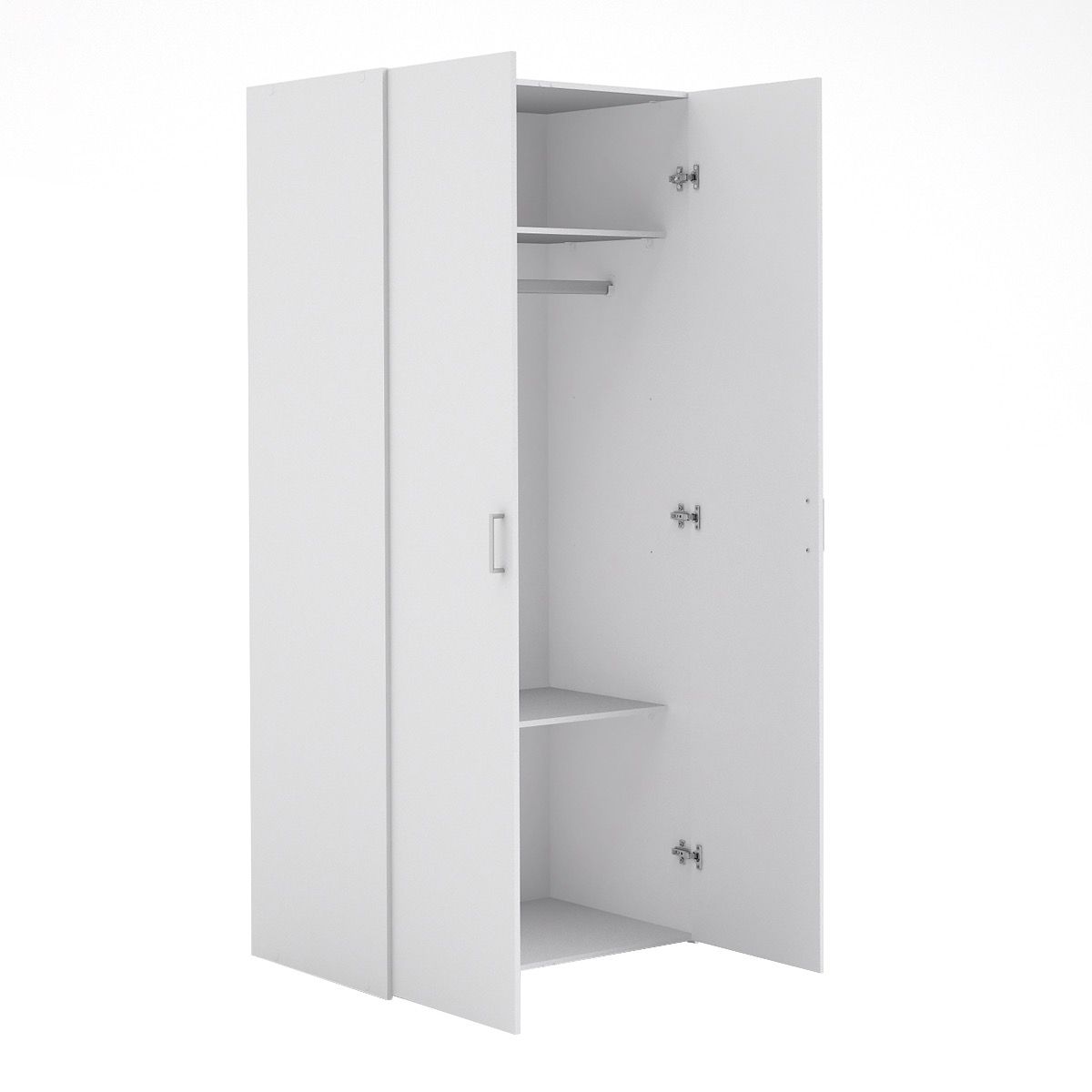 Space Package - Bedside 1 Drawer + Chest Of 3 Drawers + Wardrobe With 2 Doors In White - Price Crash Furniture