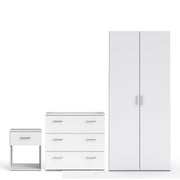 Space Package - Bedside 1 Drawer + Chest Of 3 Drawers + Wardrobe With 2 Doors In White - Price Crash Furniture
