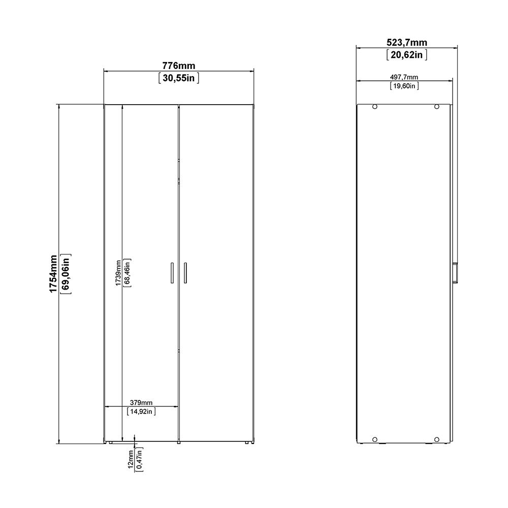 Space Package - Bedside 1 Drawer + Chest Of 3 Drawers + Wardrobe With 2 Doors In White - Price Crash Furniture