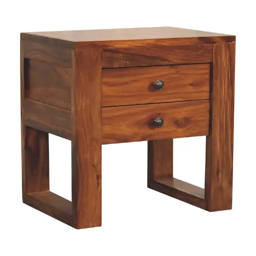 Square Honey Bedside with U - shape Feet - Price Crash Furniture