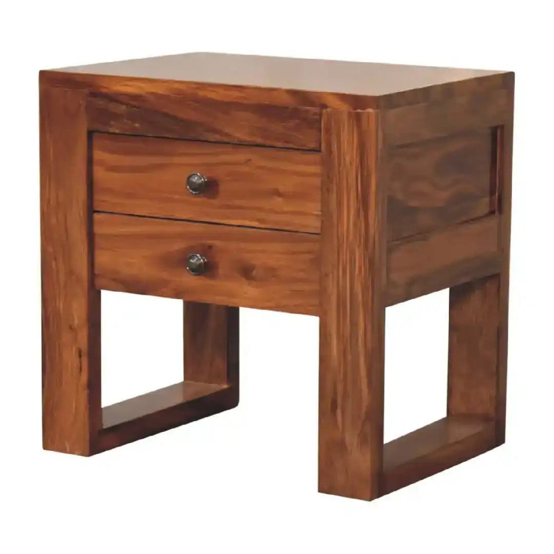 Square Honey Bedside with U - shape Feet - Price Crash Furniture