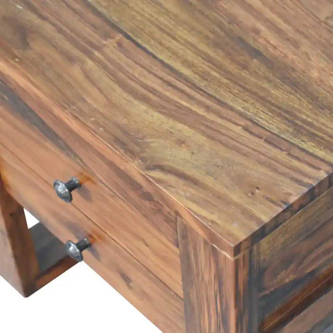 Square Honey Bedside with U - shape Feet - Price Crash Furniture
