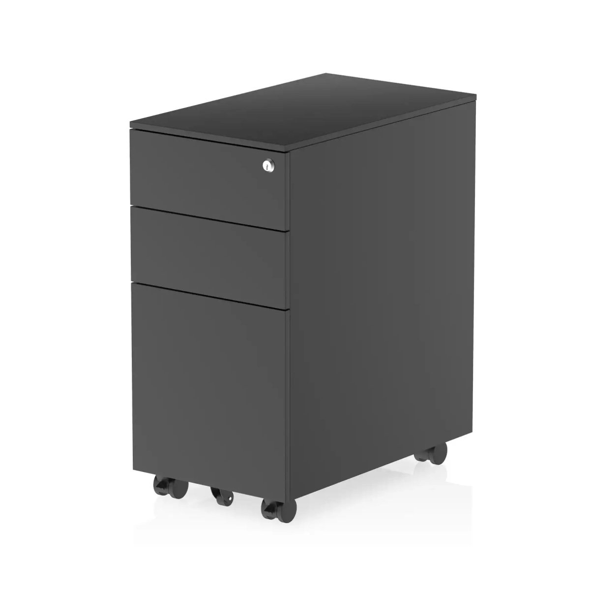 Steel Slim Mobile Pedestal, in Silver, Black or White - Price Crash Furniture