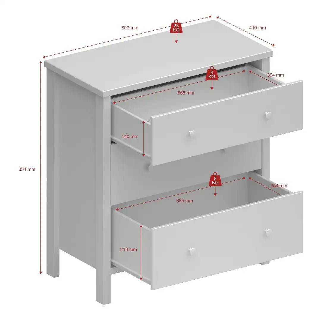 Steens Chest of Drawers, MDF, White, One Size - Price Crash Furniture