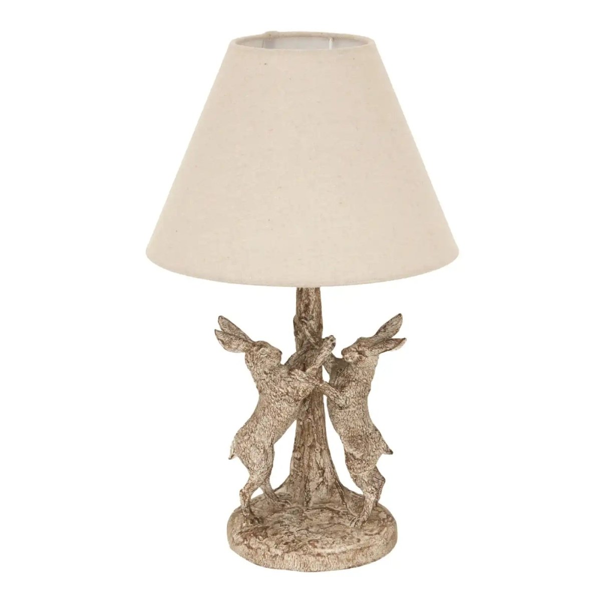 Stonewashed Marching Hares Lamp With Linen Shade - Price Crash Furniture
