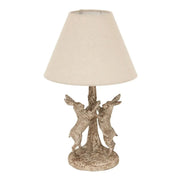 Stonewashed Marching Hares Lamp With Linen Shade - Price Crash Furniture