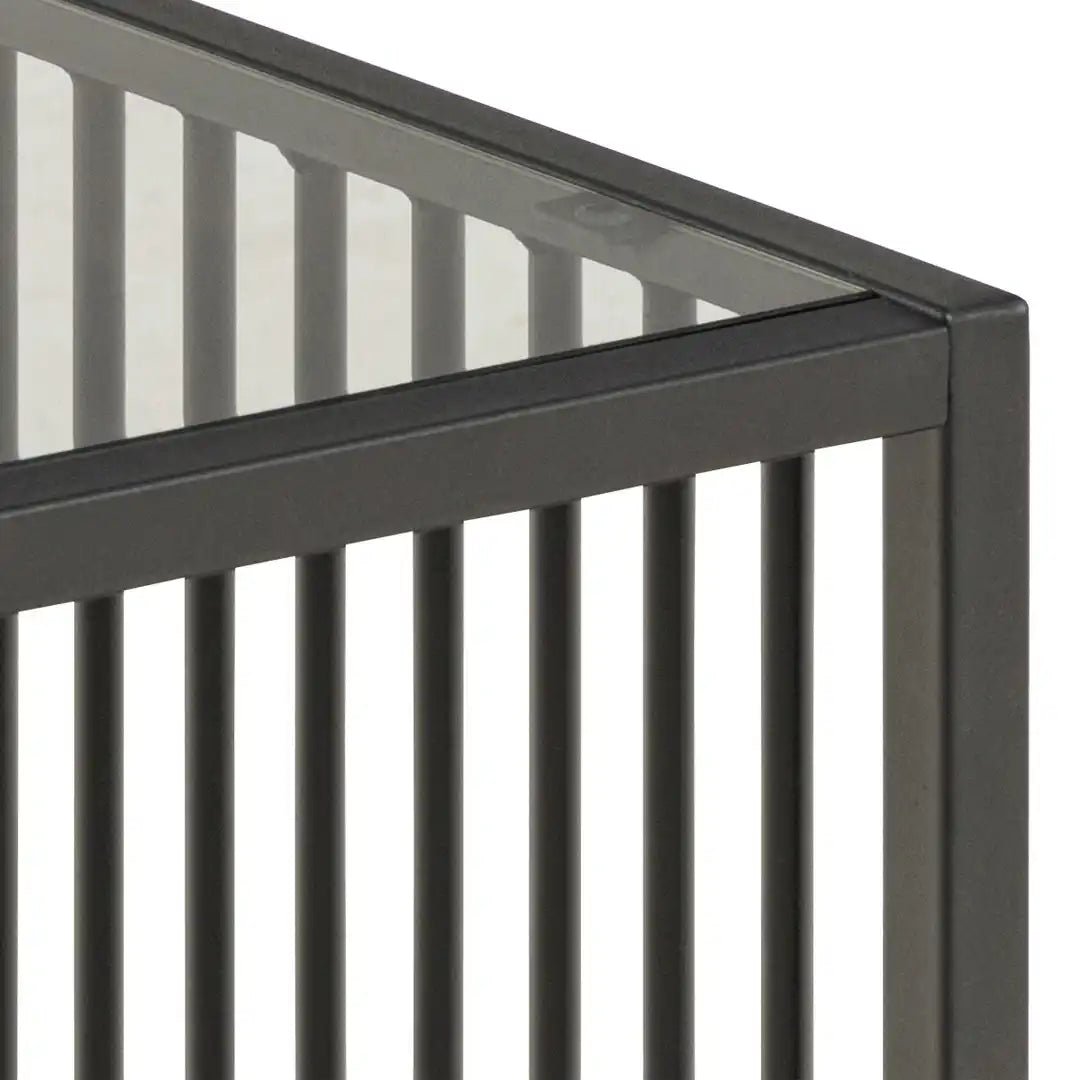 Strington Side Table in Black with Glass Top - Price Crash Furniture