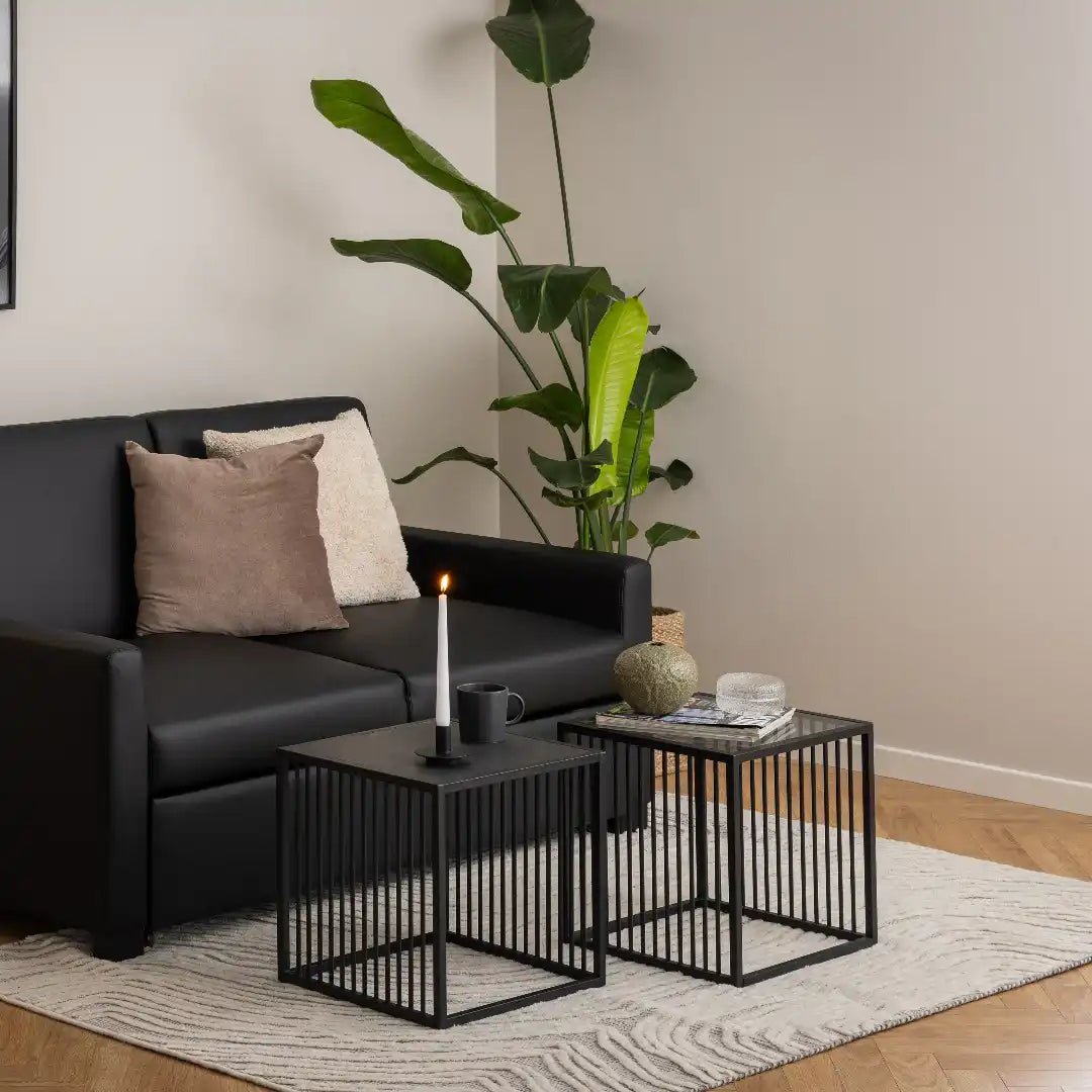 Strington Side Table in Black with Glass Top - Price Crash Furniture