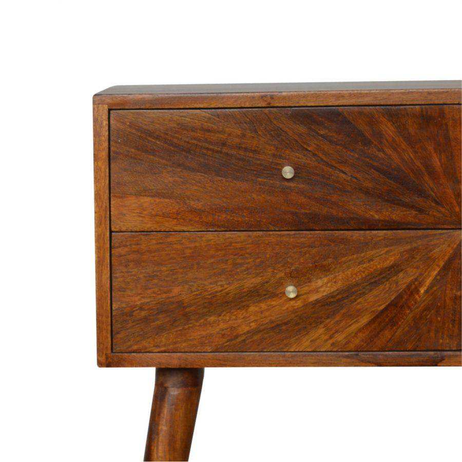Sunrise Bedside Table in Chestnut - effect Mango Wood - Price Crash Furniture