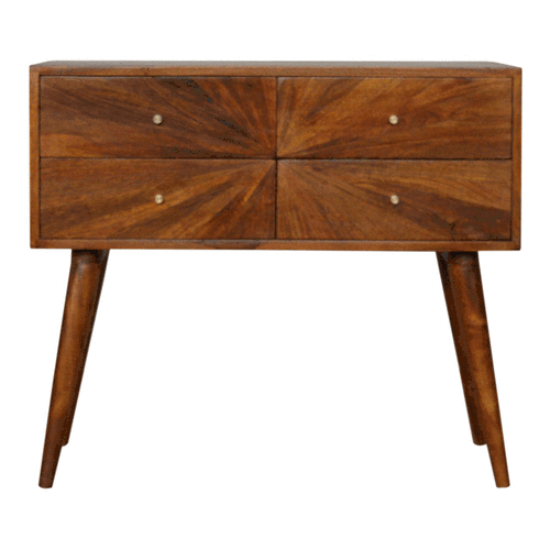 Sunrise Bedside Table in Chestnut-effect Mango Wood - Price Crash Furniture