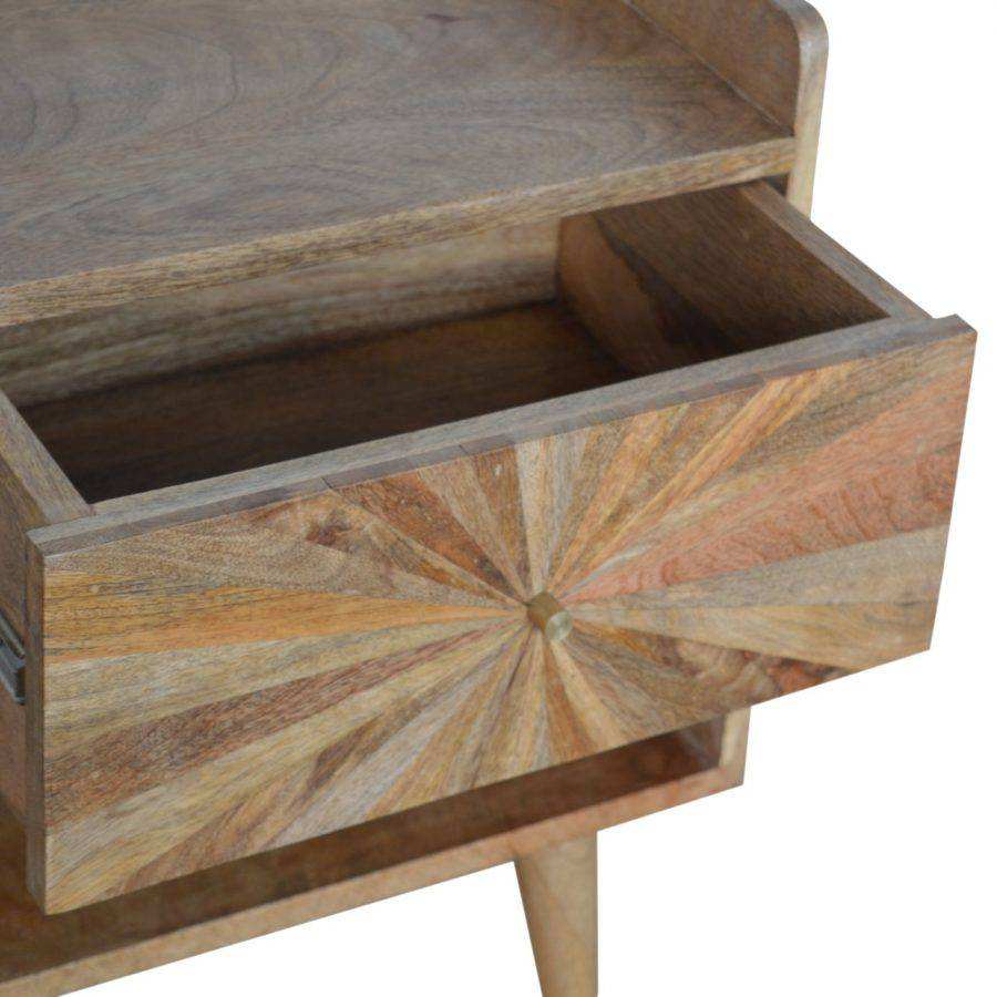Sunrise Bedside Table in Oak - effect Mango Wood - Price Crash Furniture