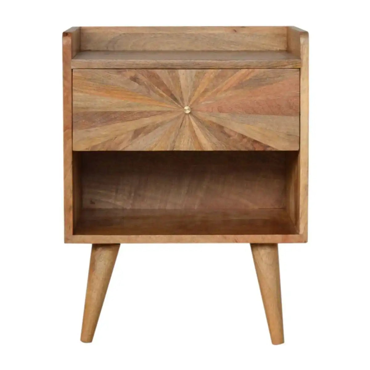 Sunrise Bedside Table in Oak-effect Mango Wood - Price Crash Furniture
