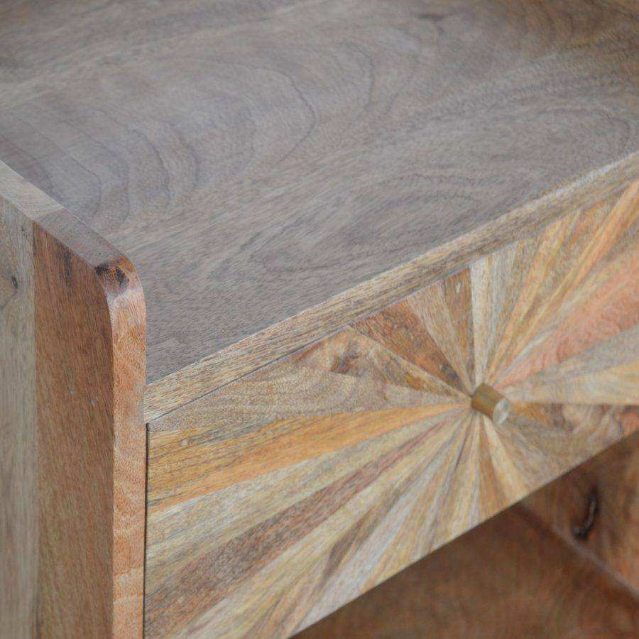 Sunrise Bedside Table in Oak-effect Mango Wood - Price Crash Furniture
