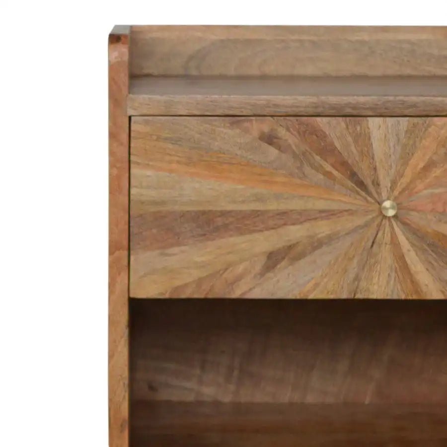 Sunrise Bedside Table in Oak - effect Mango Wood - Price Crash Furniture