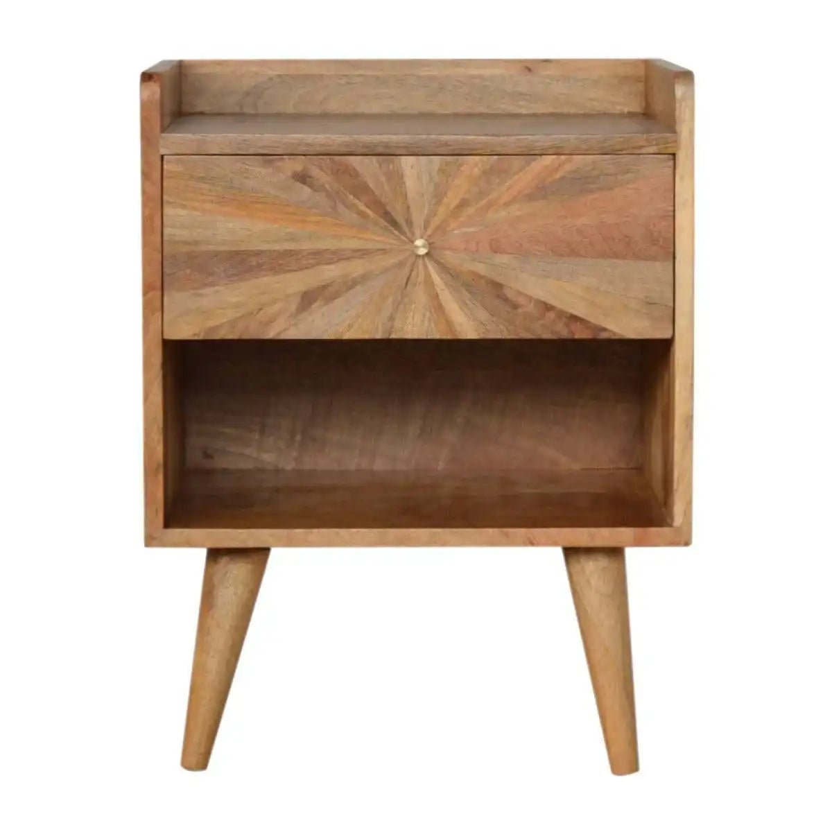 Sunrise Bedside Table in Oak - effect Mango Wood - Price Crash Furniture