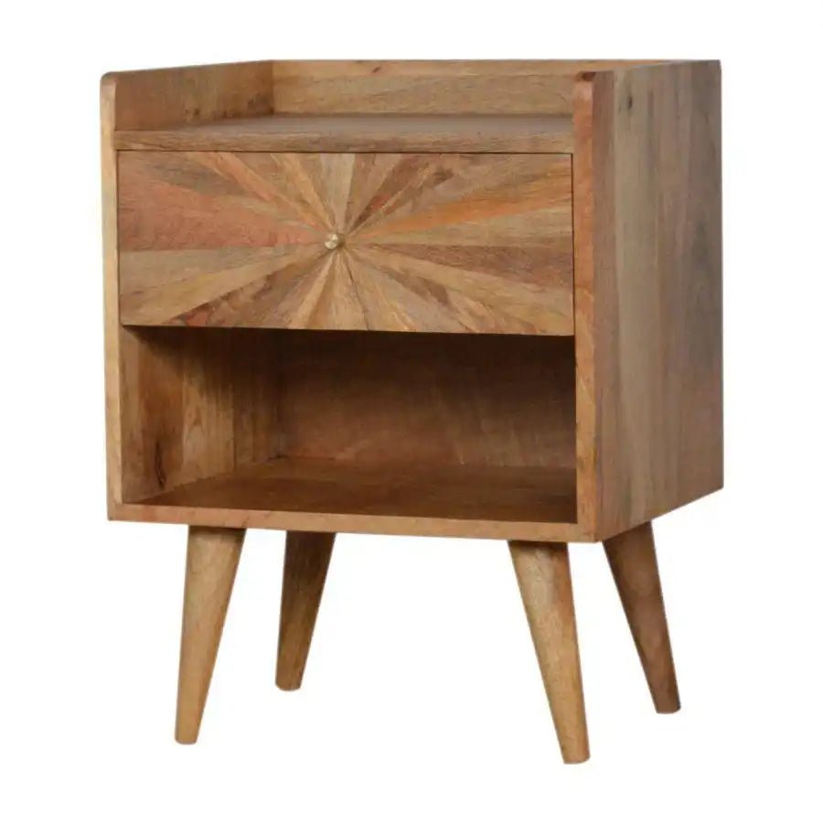 Sunrise Bedside Table in Oak - effect Mango Wood - Price Crash Furniture
