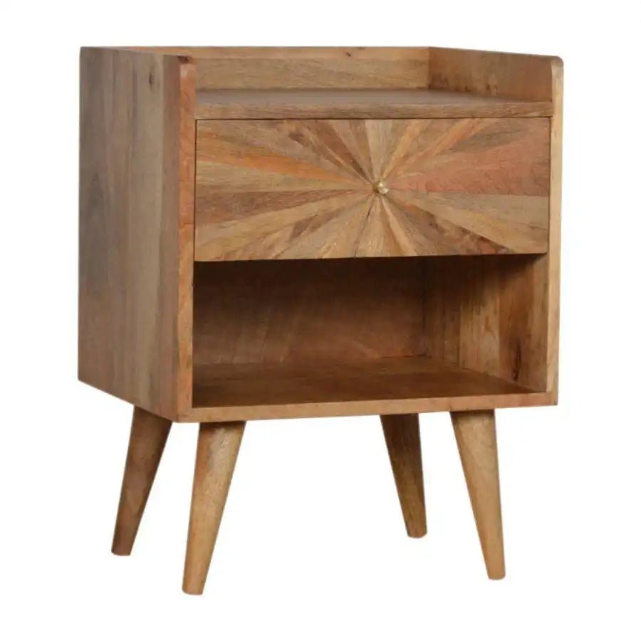Sunrise Bedside Table in Oak - effect Mango Wood - Price Crash Furniture