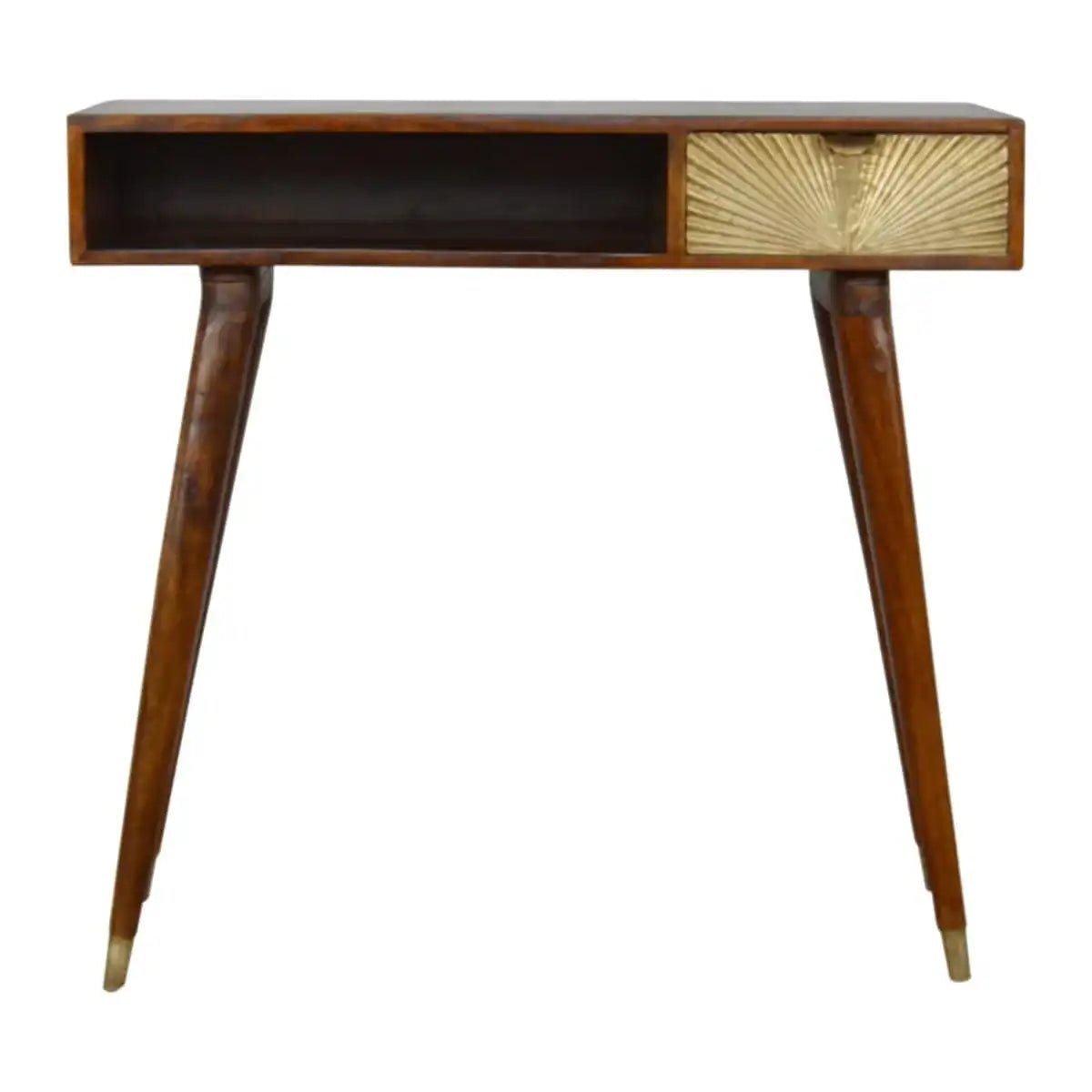 Sunrise Writing Laptop Desk in Gold & Chestnut Finish - Price Crash Furniture