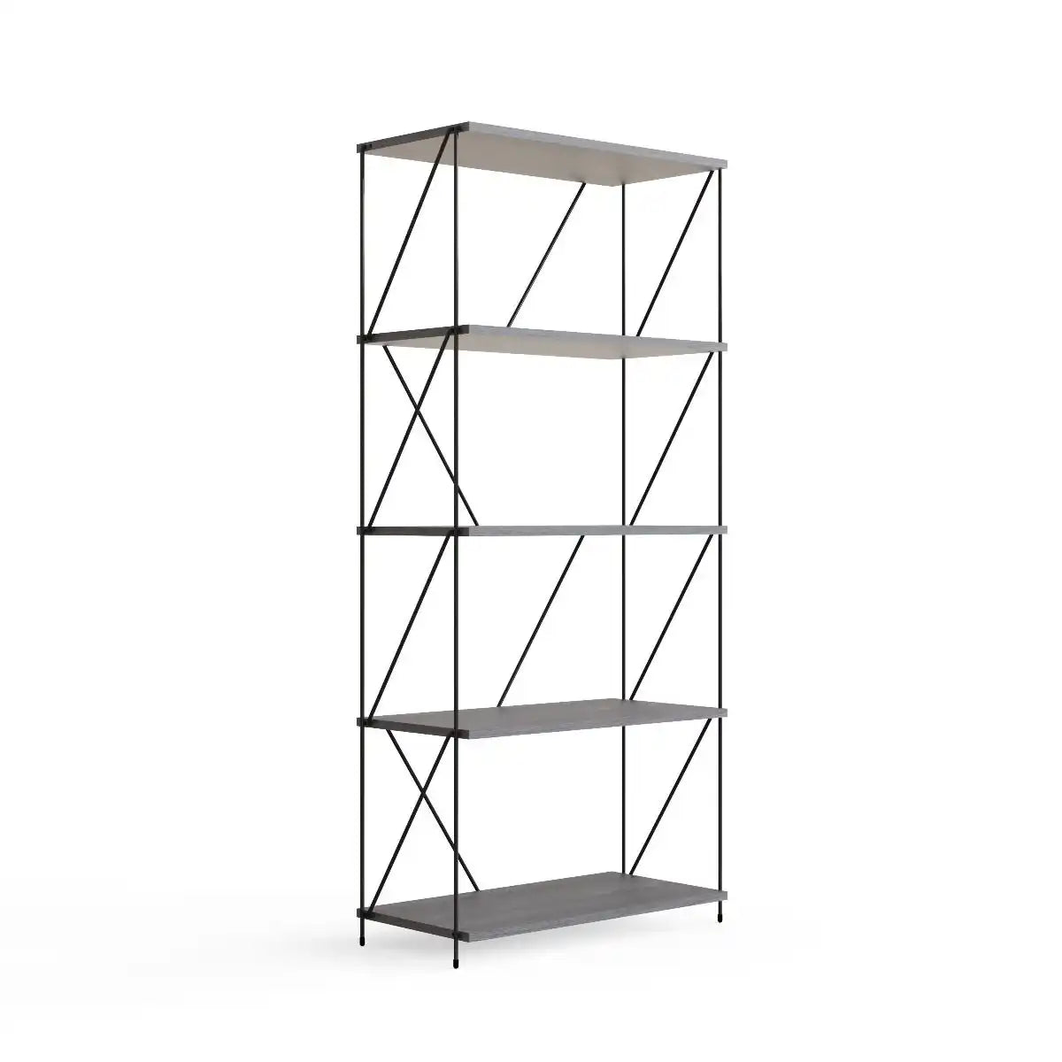 Leyo 5 Tier Bookshelf Shelving Unit Grey - Price Crash Furniture