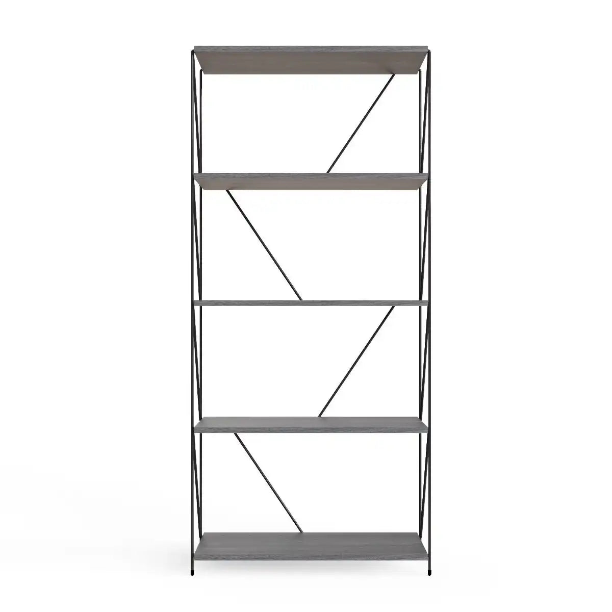 Leyo 5 Tier Bookshelf Shelving Unit Grey - Price Crash Furniture