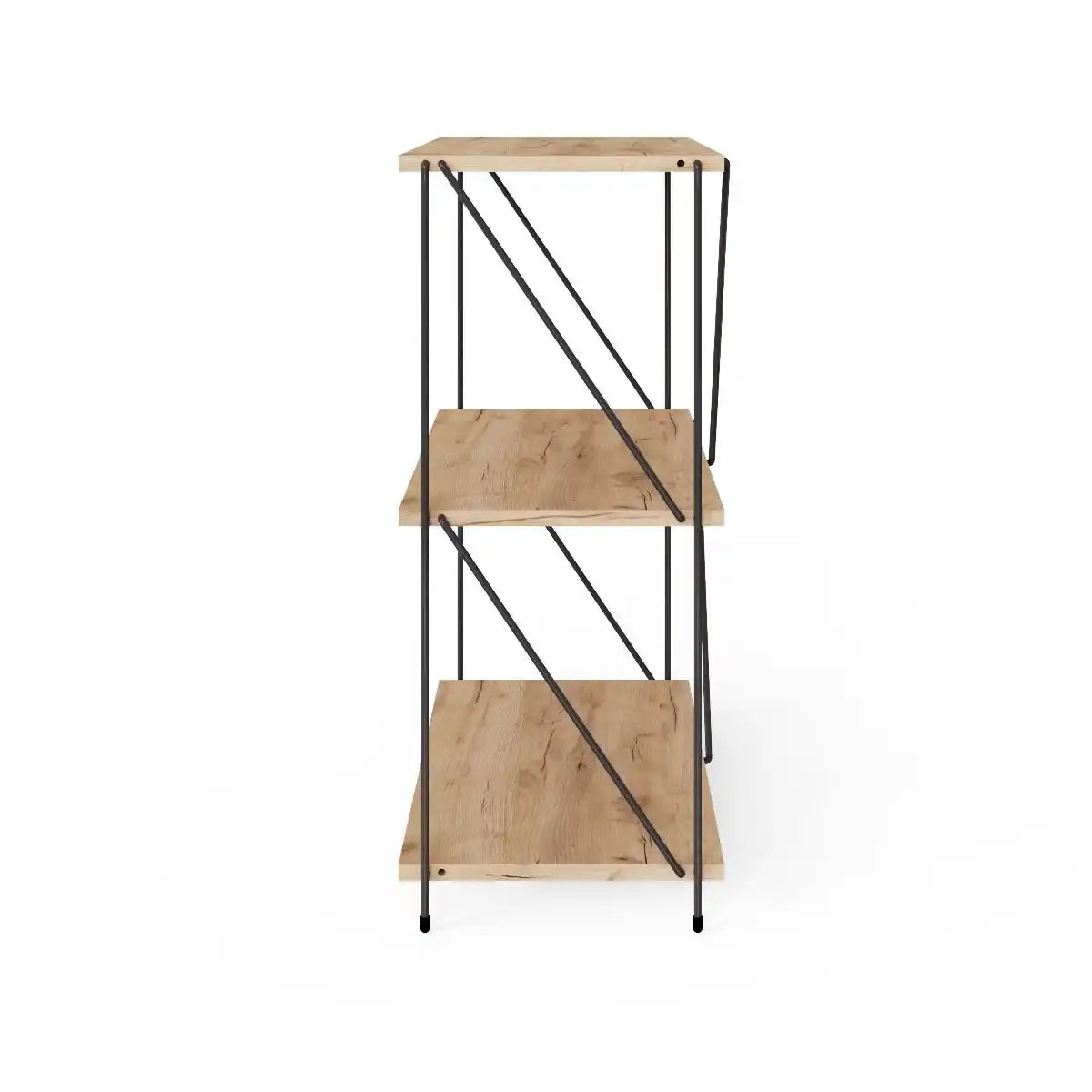 Leyo 3 Tier Black & Oak Bookcase Shelving Unit - Price Crash Furniture