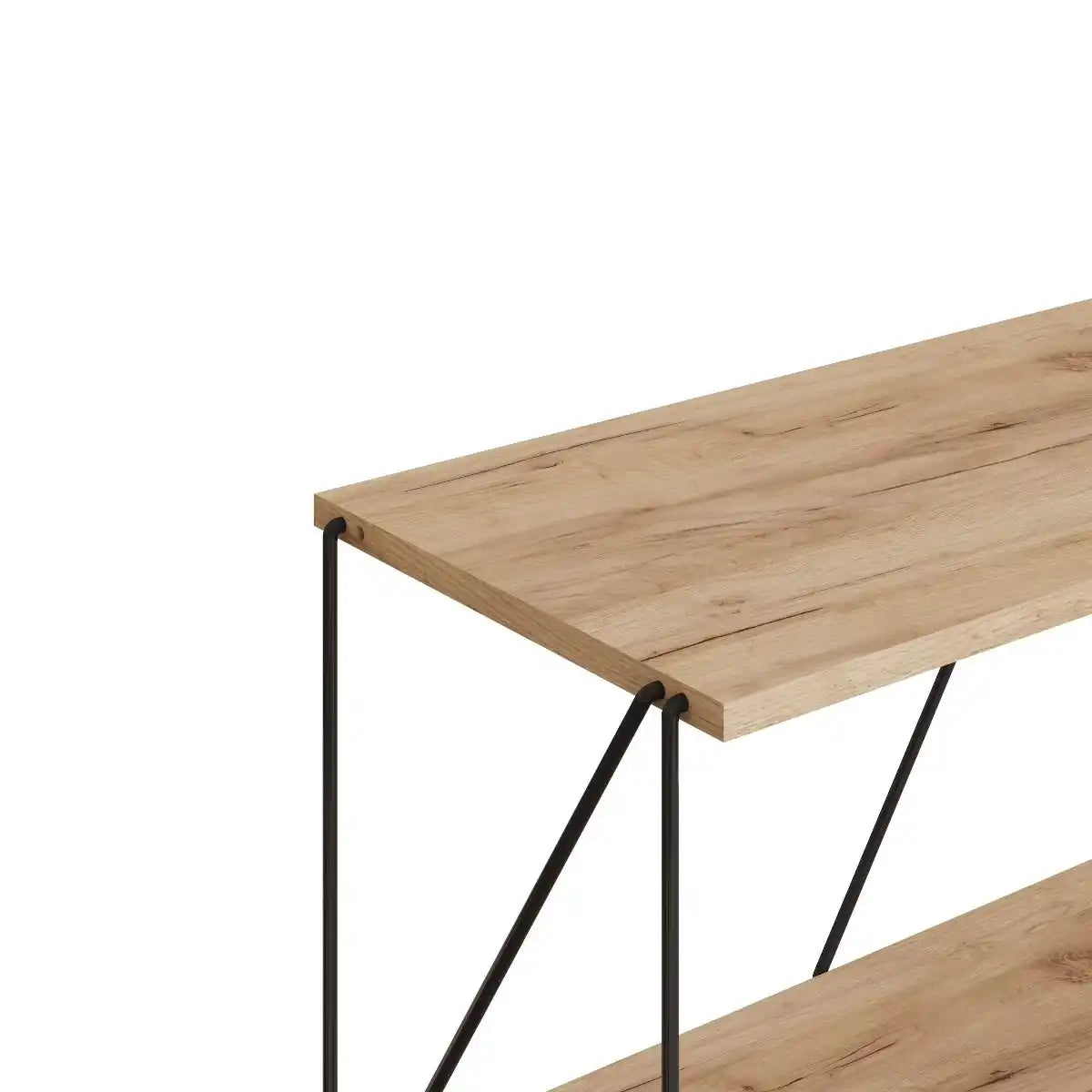 Leyo 3 Tier Black & Oak Bookcase Shelving Unit - Price Crash Furniture