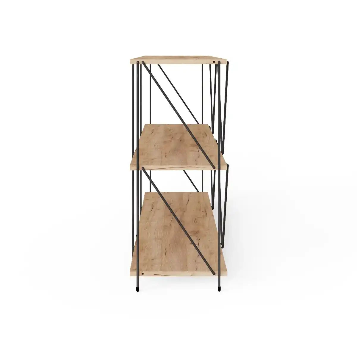 Leyo Wide Cube Shelving Unit Bookcase in Oak & Black - Price Crash Furniture