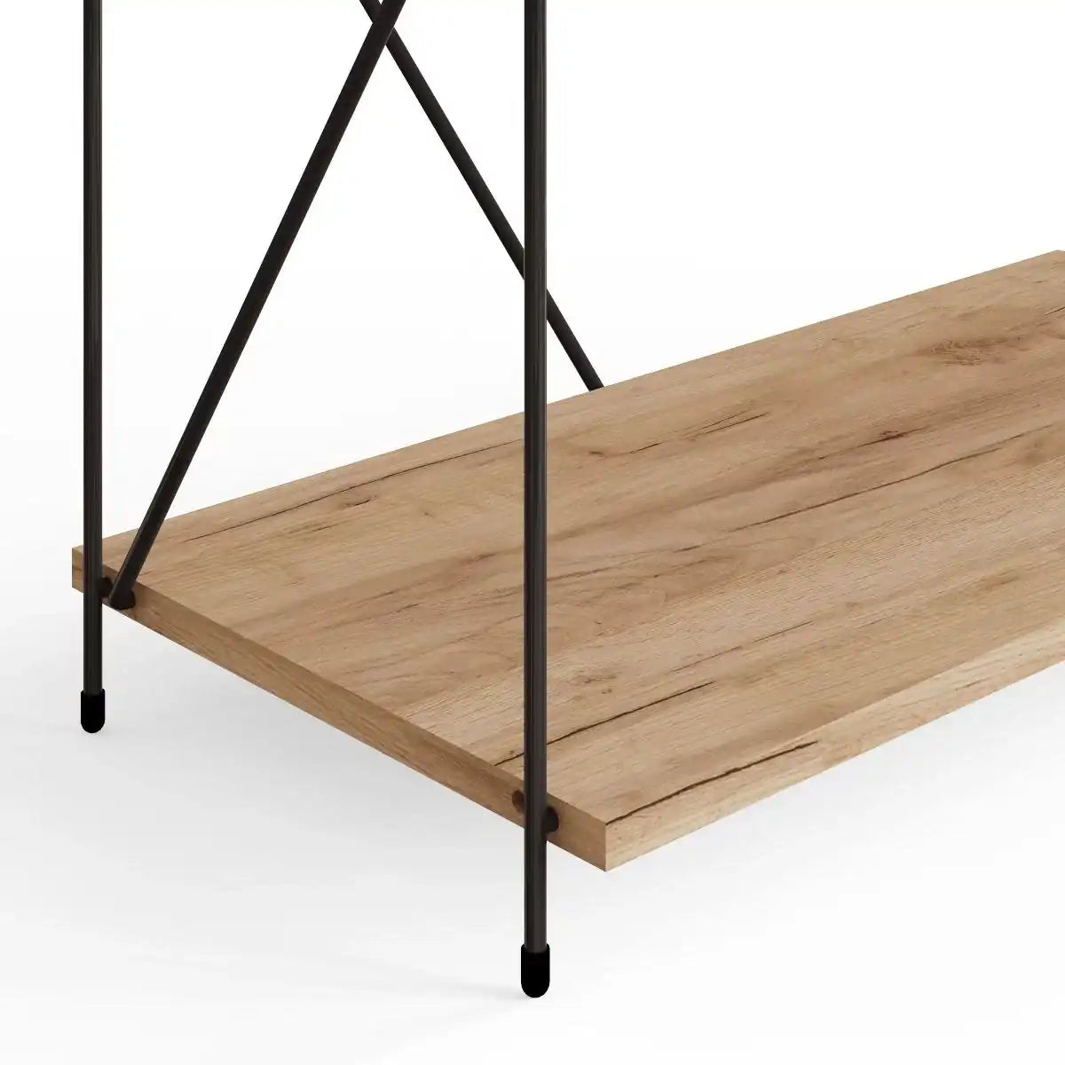 Leyo 4 Shelf Shelving Display Unit in Oak & Black - Price Crash Furniture
