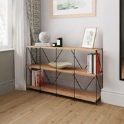 Leyo Wide Cube Shelving Unit Bookcase in Oak & Black - Price Crash Furniture