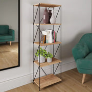 Leyo 4 Shelf Shelving Display Unit in Oak & Black - Price Crash Furniture