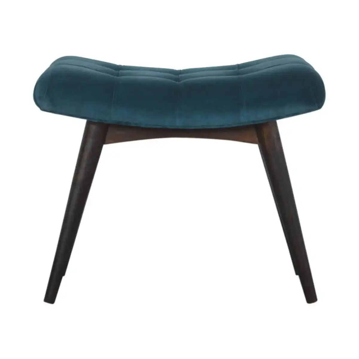 Teal Cotton Velvet Curved Bench - Price Crash Furniture