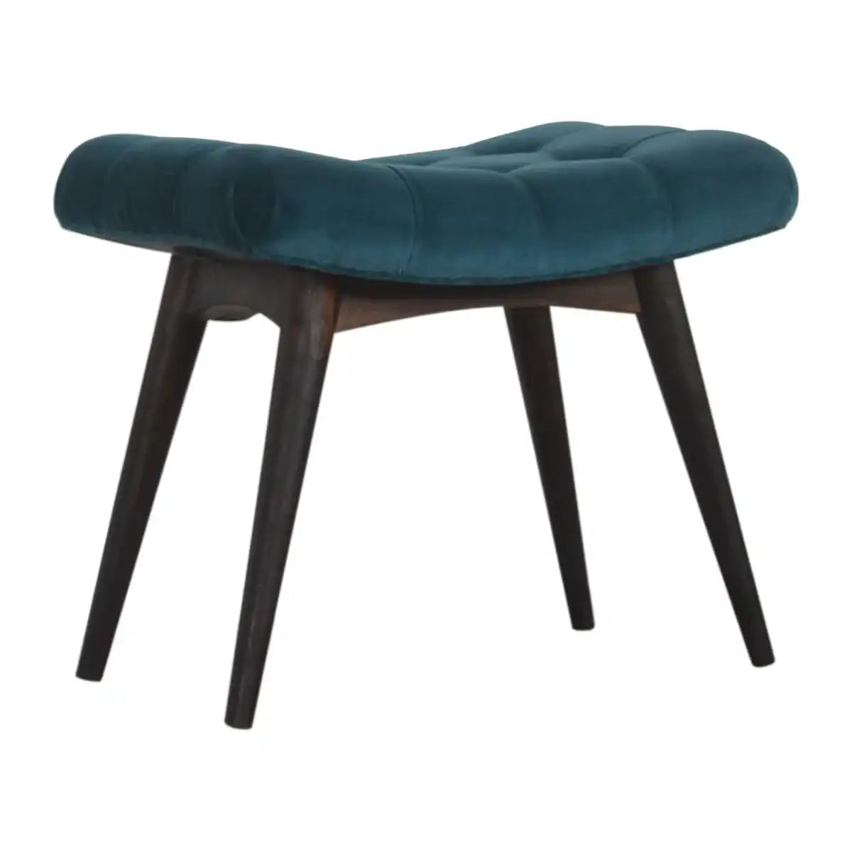 Teal Cotton Velvet Curved Bench - Price Crash Furniture