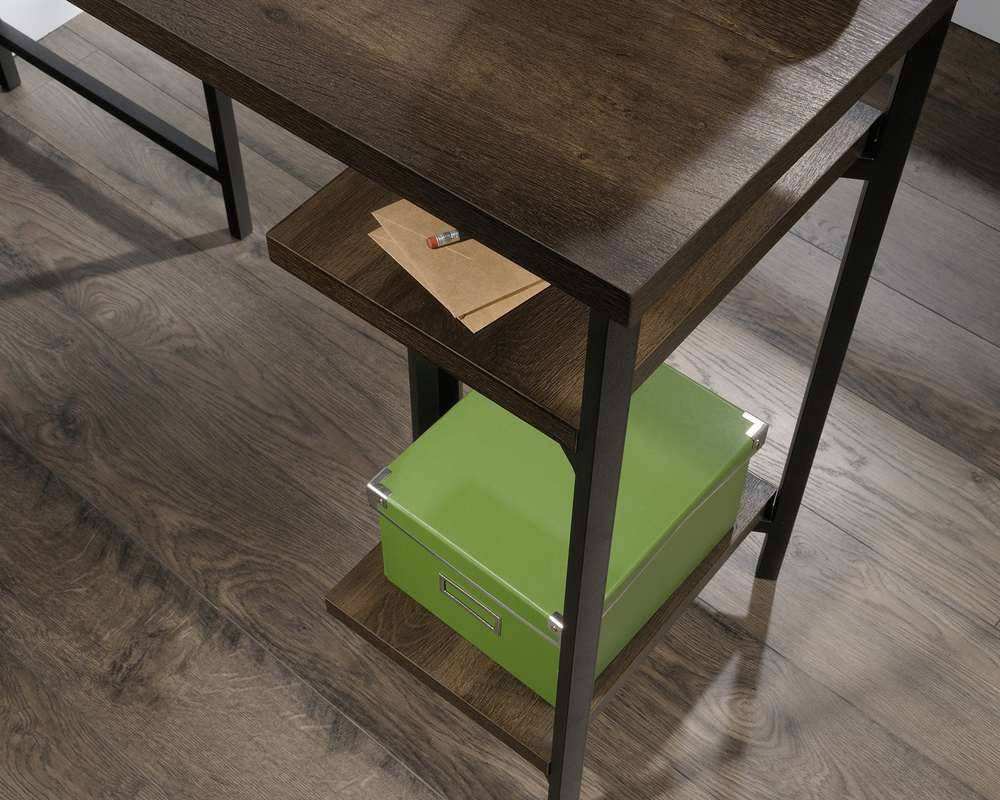 Teknik Industrial Style Bench L - Shaped Desk in Smoked Oak - Price Crash Furniture