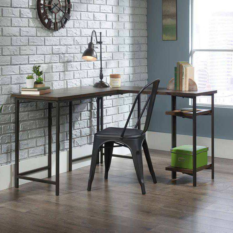 Teknik Industrial Style Bench L - Shaped Desk in Smoked Oak - Price Crash Furniture