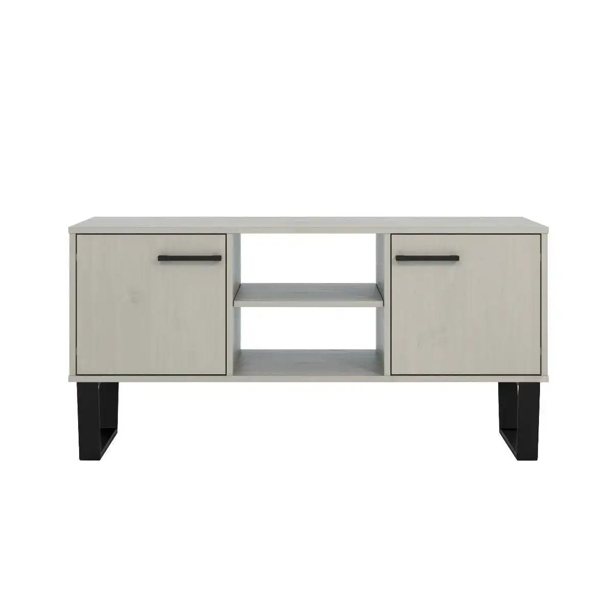 Texas - grey waxed pine industrial style 2 door flat screen TV unit - Price Crash Furniture