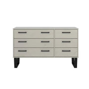 Texas - grey waxed pine industrial style 3+3 drawer wide chest - Price Crash Furniture