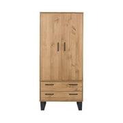 Texas - waxed pine industrial style 2 door, 2 drawer wardrobe - Price Crash Furniture
