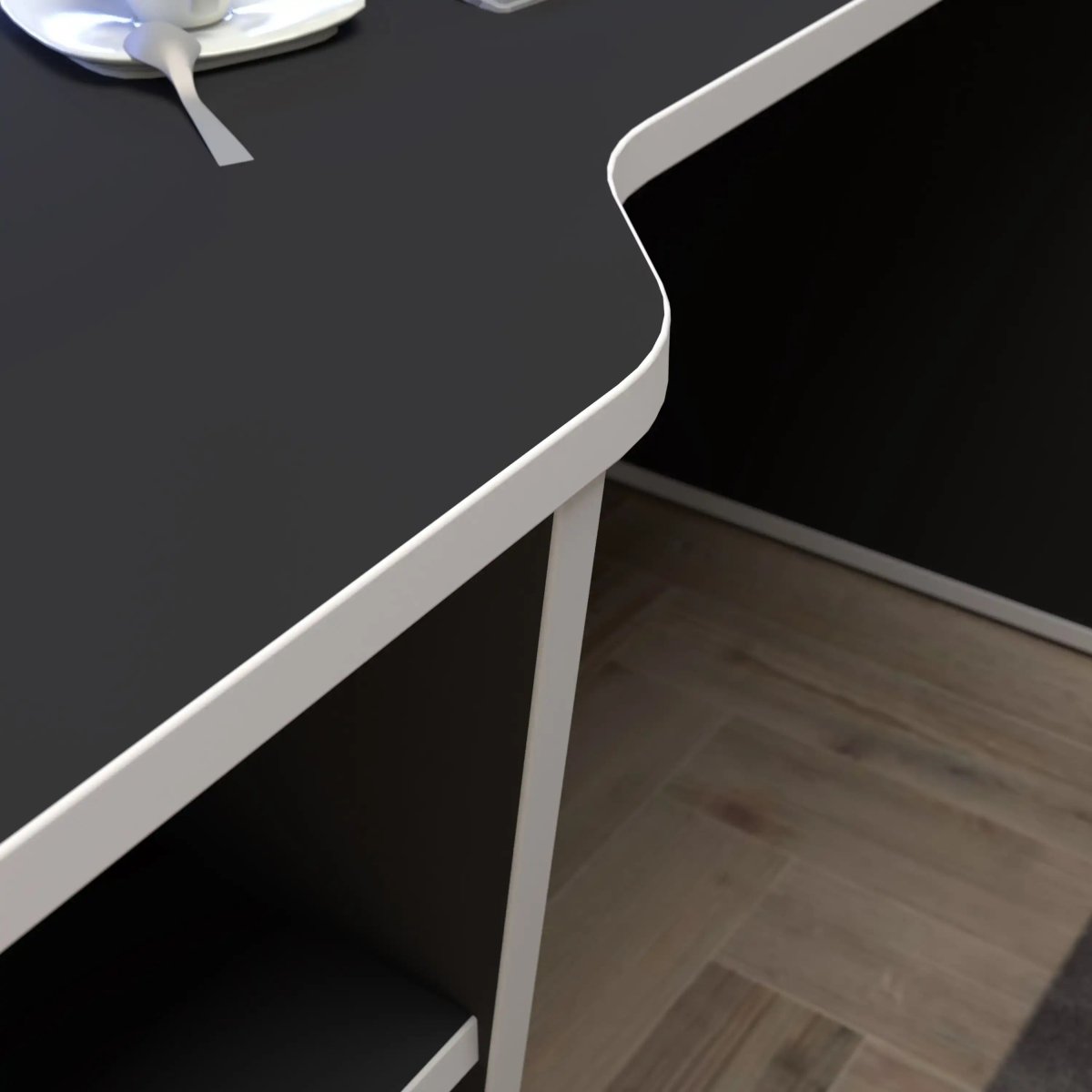 Tezaur 200cm Gaming Desk With LED In Black & White - Price Crash Furniture