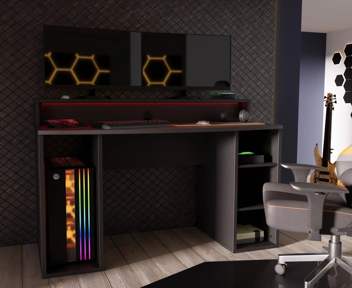 Tezaur Gaming Desk In Matt Black - Price Crash Furniture