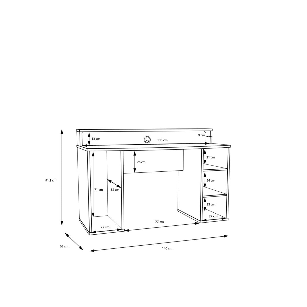 Tezaur Gaming Desk In Matt Black - Price Crash Furniture