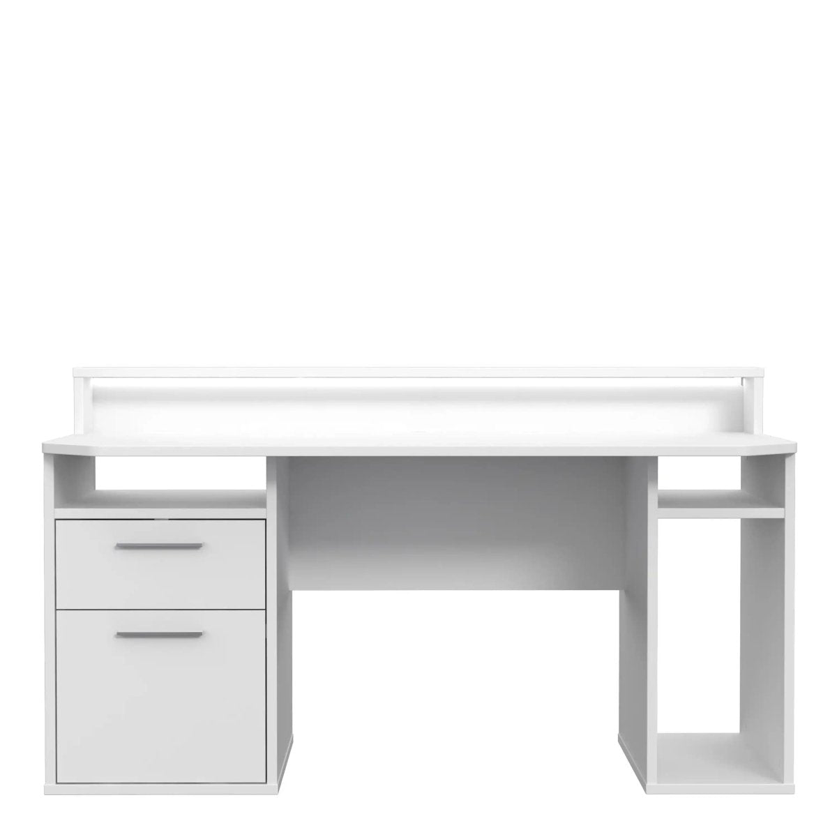Tezaur Gaming Desk With Blue LED In White - Price Crash Furniture